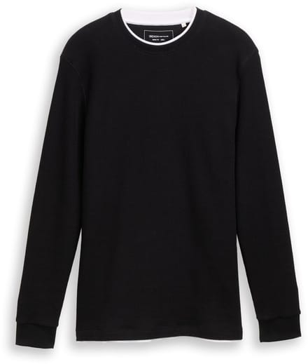 Tom Tailor Denim - Shirt met lange mouwen in 2-in-1-look - Maat S - Black