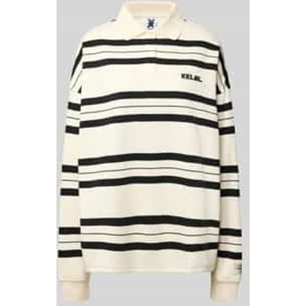 Oversized poloshirt met lange mouwen met streepmotief