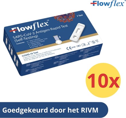 FlowFlex Covid-19 Zelftest – 10 stuks – Voordeelverpakking – RIVM