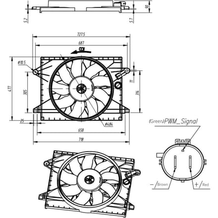 Koelventilatorwiel, motorkoeling NRF 470031