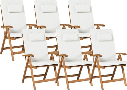JAVA PREMIUM - Tuinstoel set van 6 - Gebroken wit - Acaciahout
