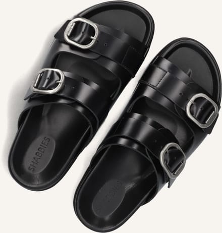 Shabbies Inga Buckles Slippers - Dames - Zwart - Maat 37