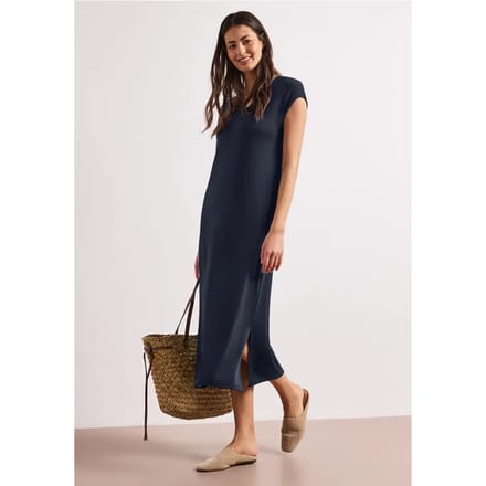 Midi-jurk met V-hals in een gebreide look