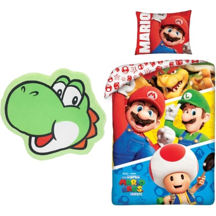 Super Mario slaapkamerset; dekbedovertrek en kussen