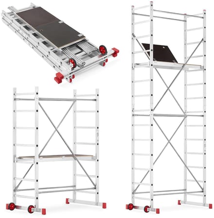 Rolsteiger - 5m werkhoogte - opvouwbaar - stabiel - grijs aluminium