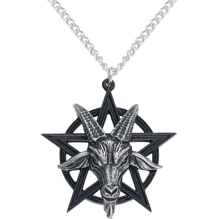 Alchemy Gothic - Gothic Halsketting - Baphomet Pendant - voor Mannen - zwart-zilverkleurig
