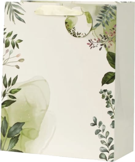 Cadeautas - Grote luxe Geschenktas - Cadeauzak - Geschenkzak - Groene Bladeren - 26x12x36cm