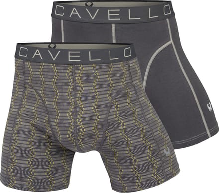 Cavello Boxershorts 2 pack - Heren - Maat S - Grijs/PrintedGrijs/Geel