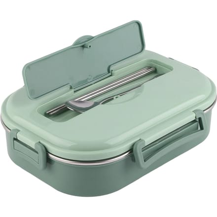 Voedselbewaarcontainer Servies Roestvrij Staal Lunchbox 4-Vaks Draagbare Bento Box Voedselbewaarcontainer voor Student Volwassene white