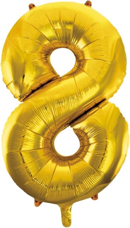 Folie ballon cijfer 8 goud | 86 cm