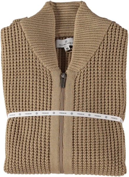 Fellows United Cardigan Premium Henly Collar Mid Brown (52.1152 - 145)