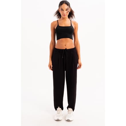 JUSTEVER Oversized Fit Elastische Taille Zakken Relaxte Pasvorm Zwarte Dames Joggingbroek - Flex