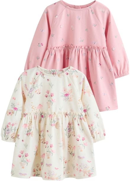 Next - Meisjes - Set van 2 jersey babyjurkjes - Roze