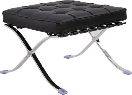 OHNO - Chicago - Leatherlook Lounge Poef - Zwart - Chroomkleur Poten