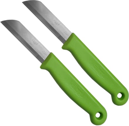 Solingen Schilmesje – RVS Glad – 16 cm met Blade Cover – Groen – 2 stuks