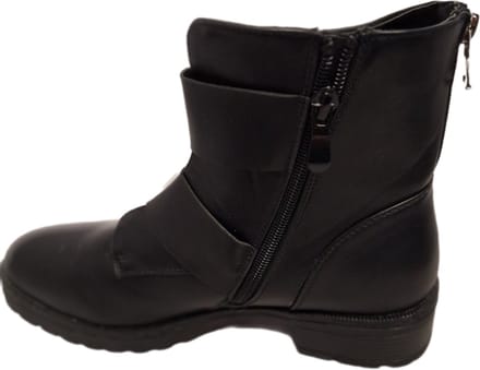 LUCKYSHOES-BIKERBOOTS-2 BREDE SLUITRIEMEN-GROTE GESP-MATLEDERLOOK-38