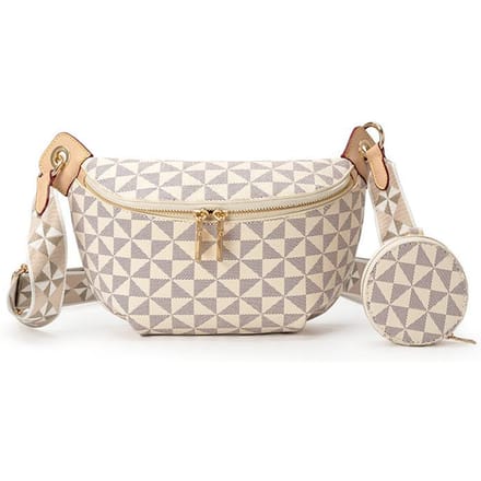 Licht Luxe Senior Sense Mode Heuptas Dames Print Retro Casual Alle Mode Merk Dame beige