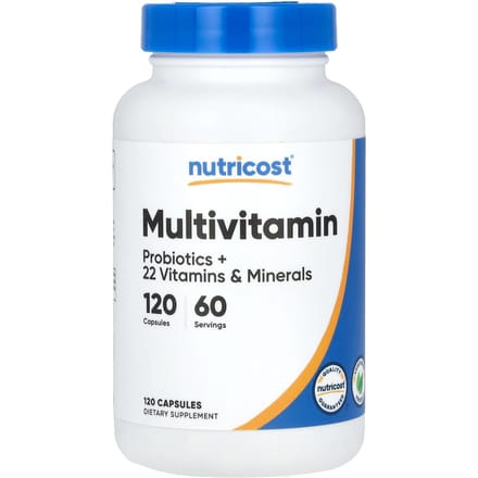 Nutricost, multivitamine, probioticum + 22 vitamines en mineralen, 120 capsules