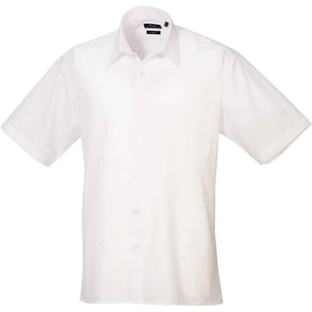 Premier Heren Poplin overhemd met korte mouwen (Wit)