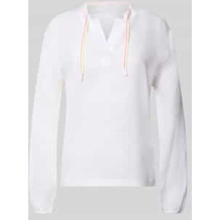 regular fit blouse met V-hals en tunnelkoord