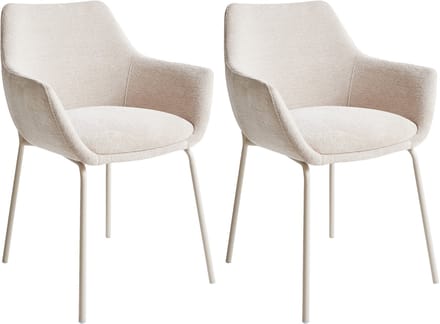 BOWDON - Eetkamerstoel set van 2 - Lichtbeige - Chenille