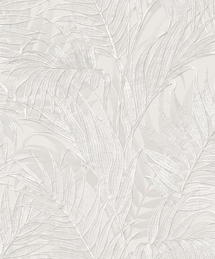 Dutch Wallcoverings Vliesbehang Grace Tropical palm leaf silver - 10 m x 53 cm - GR322101