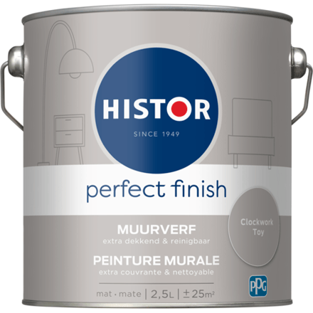 Histor Perfect Finish Muurverf Mat - Perfecte Dekking - Geurarm - 2.5L - Clockwork Toy - Grijs