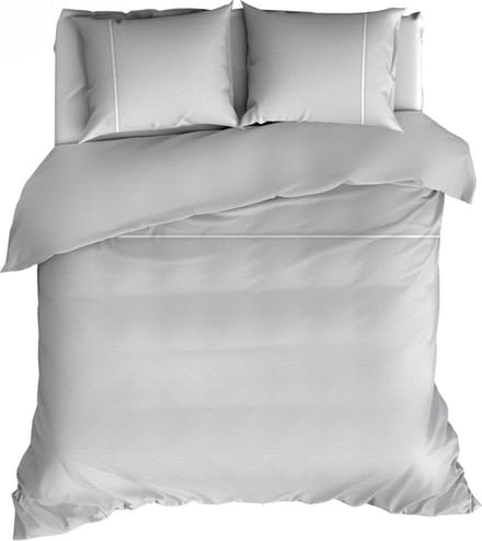 Romanette Duchesse flanel dekbedovertrek - Silver/Wit - 2-persoons (200x200/220 cm + 2 slopen)