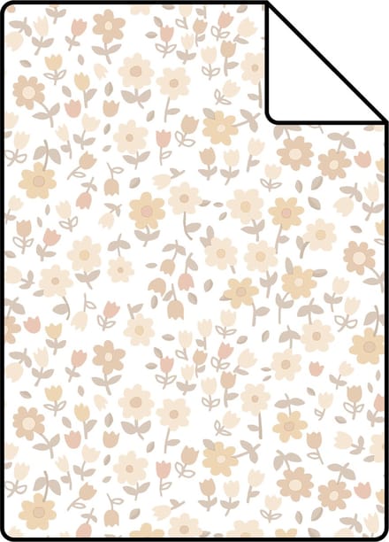 Proefstaal ESTAhome behang bloemetjes beige - 26.5 x 21 cm - 139578-S