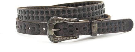 Damesriem grijs met studs - 2 cm breed - Leer - Smalle riem - Stoer - Maat 85