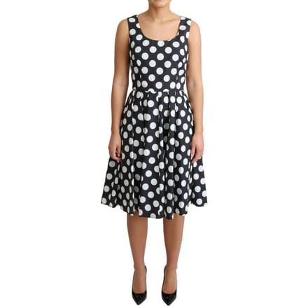 Dolce & Gabbana Dames Blauw Gestippeld Katoenen A-Lijn Jurk