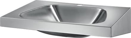 TRAPEZ wastafel kraangat Ø35 midden z. overloop RVS 304 mat