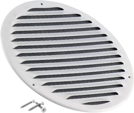 Rond Ventilatierooster 200mm Wit met Insectengaas - Plaatstaal Luchtrooster