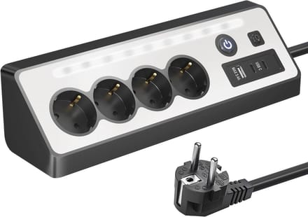 Hoekcontactdoos met USB en schakelaar - 4-voudig ontwerp voor keuken