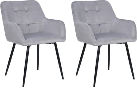 Bostony| Eetkamerstoel 2-pack lichtgrijs fluweel