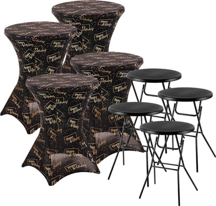 Bardi Stretch Statafelhoes - Statafelrok 4 Stuks - 80 x 110 cm. Happy Birthday