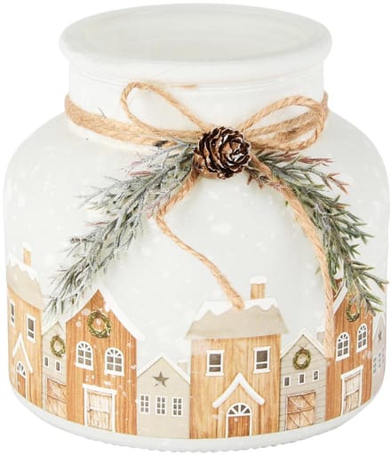 Dekoratief | Theelichthouder 'Winter Village', wit, glas, 12x12x12cm | A255531