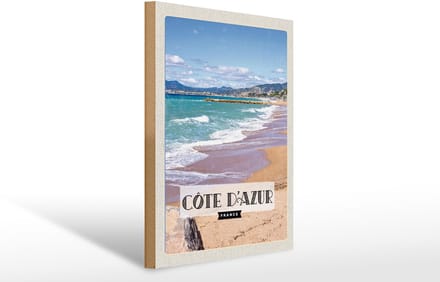 Holzschild Reise 30x40cm Cote d'Azur Frankreich Meerblick