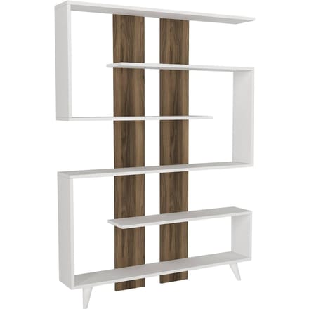 Stijlvolle Boekenkast - Walnoot & Wit - 120x162x20cm - Melamine Oppervlak