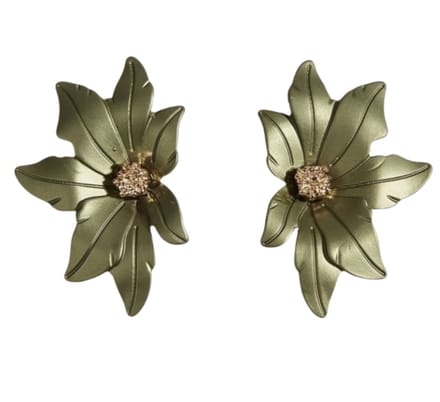 Oorbellen- mosgroen- bloem-Charme Bijoux