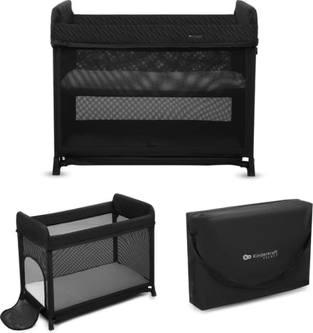Kinderkraft MOON DREAM - Campingbedje - Inklapbaar - Met Matras - Met Hangbodem - Zwart