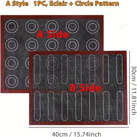 1PC Tapis de Cuisson en Silicone Perforé, 2 Côtés avec Motifs Bouffée & Rond, Doublure de Four Réutilisable Antiadhésive, pour Biscuits Macarons Pain A-Eclair-Circle black