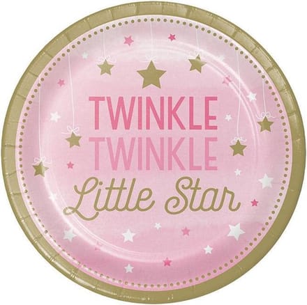 Bordjes Twinkle Little Star Roze - 8 Stuks