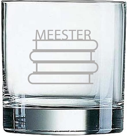 Gegraveerde Whiskeyglas 38cl Meester met boeken