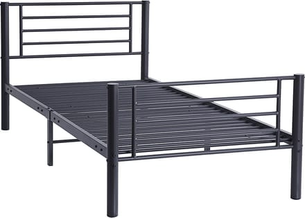 Interiax Otis Bed - Donkergrijs Metaal - 90x200 cm - Inclusief Lattenbodem