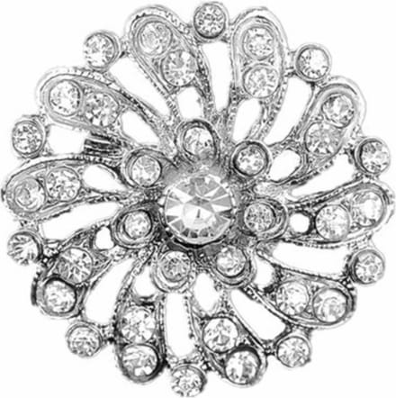 Fako Bijoux® - Broche - Bloem - Kristal - 31x31mm - Zilverkleurig
