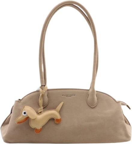 Flora&Co - FIONA - suède look - hobotas/dames handtas - teckel charm - beige