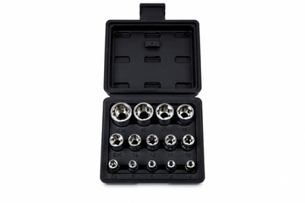 Mahn E-Torx doppenset - E4–E24 1/2", 3/8" & 1/4" 14-delige Torx Steeksleutel/Doppenset