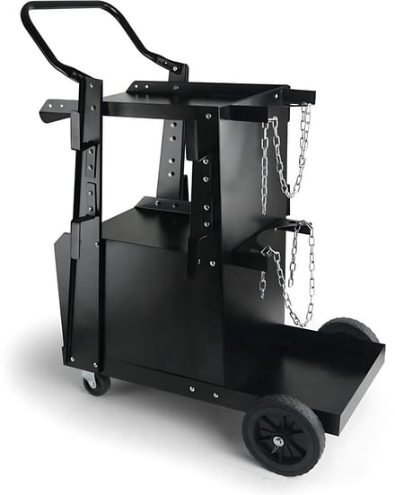 Lastafel 2 schappen - Laswagen - Laskar - Voor lasapparaten - Lastrolley - met 2 gasfleshouders - max 120kg