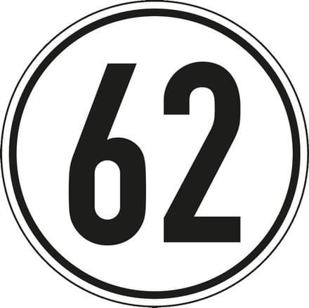 Tempo 62 km sticker 100 mm